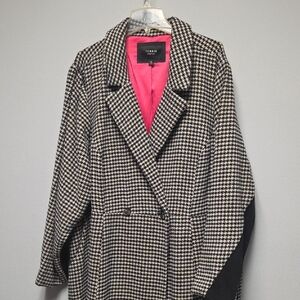 Torrid Houndstooth Trench Coat with Pink Interior